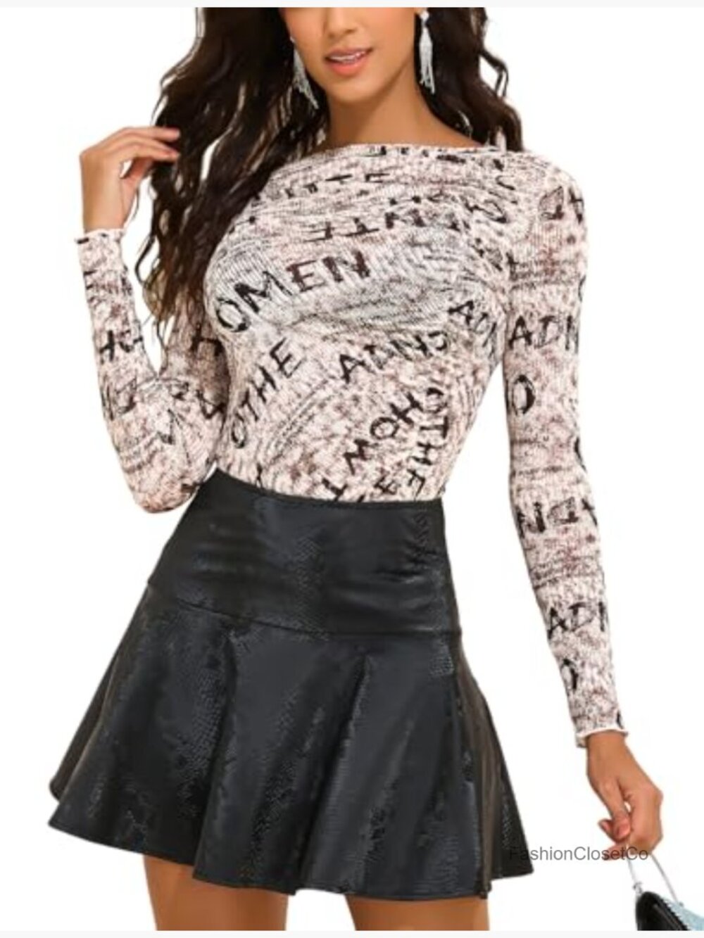 Sheer Long Sleeve Letter Print Mesh Blouse Sexy Y2K Vintage Tunic Top - Picture 7 of 7